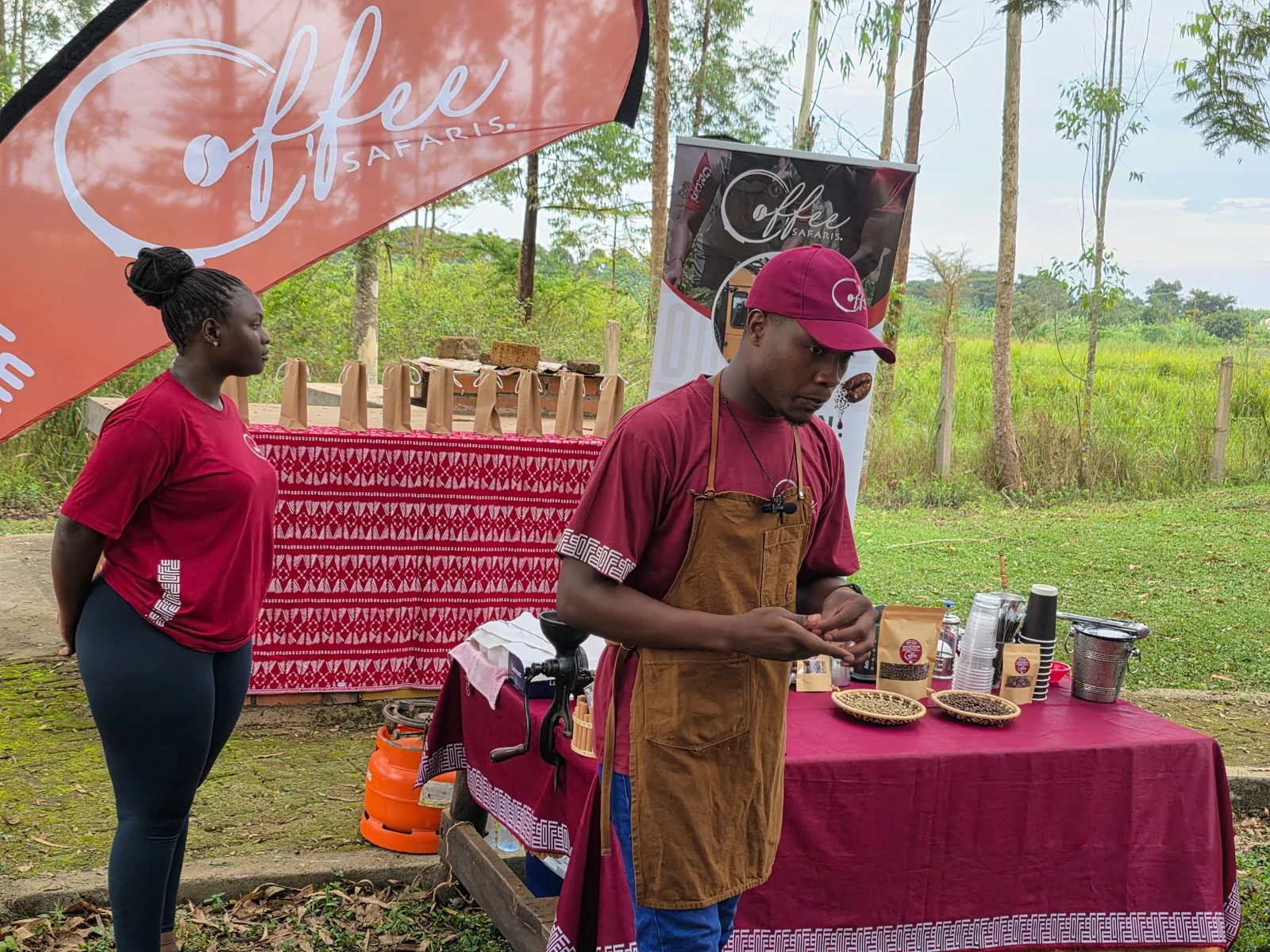 Coffee Safaris pop-up tasting station set up at a community event
