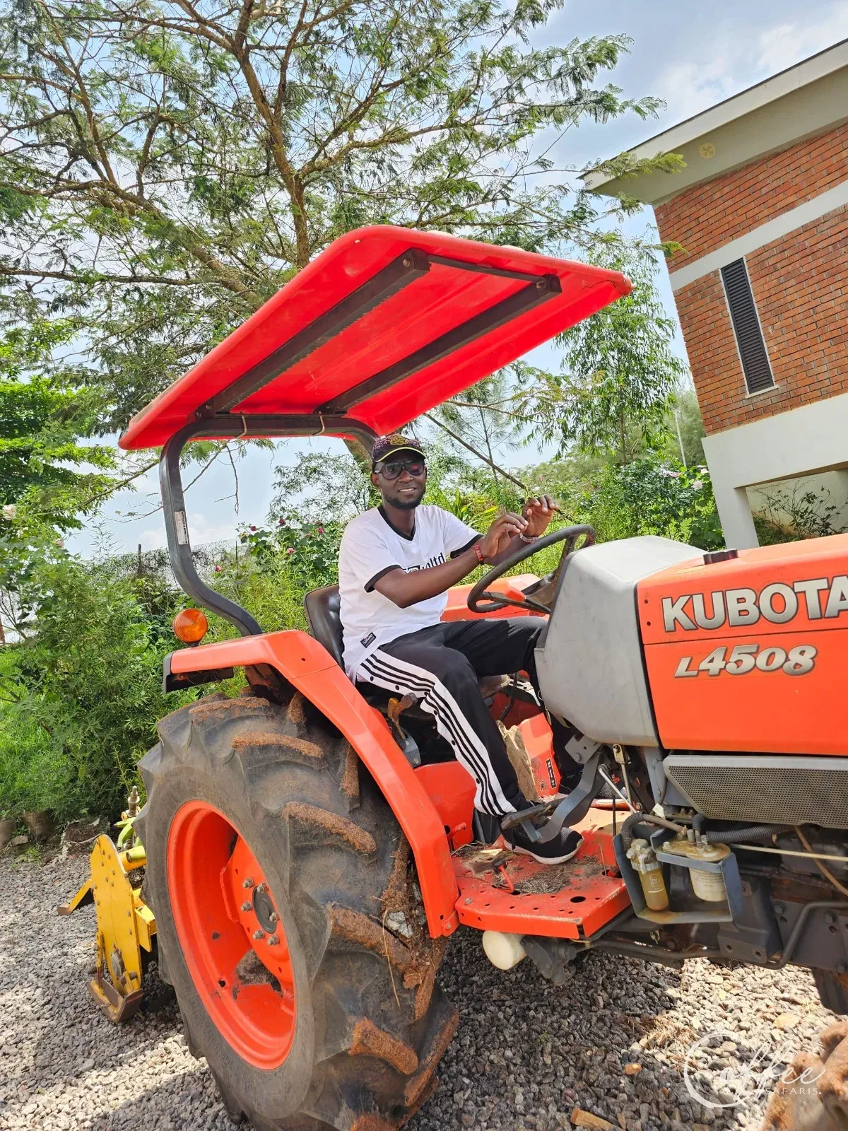 A private group expedition rolling out on the farm tractor